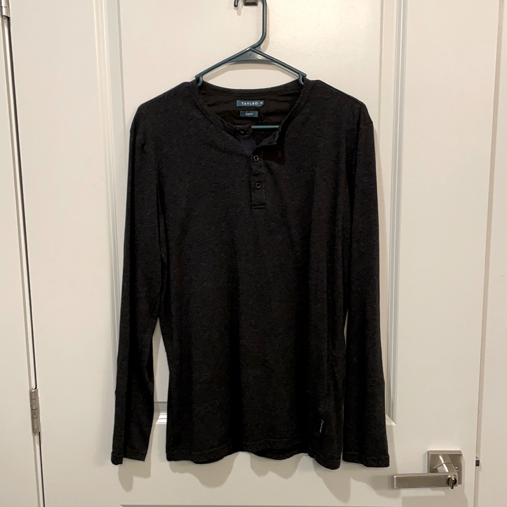 Taylrd Long Sleeve Henley Slim Fit size medium BLACK